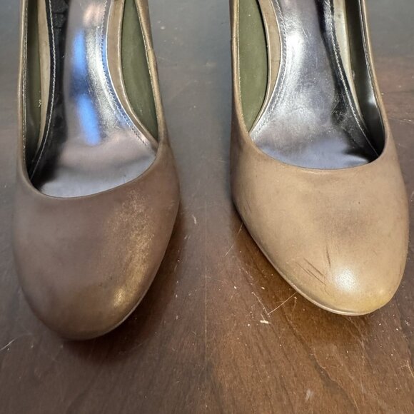 Coach Pumps With Logo Stack Block Heels Taupe Gray Women 9 - Picture 4 of 9